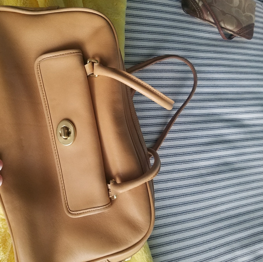 Tan leather Coach purse